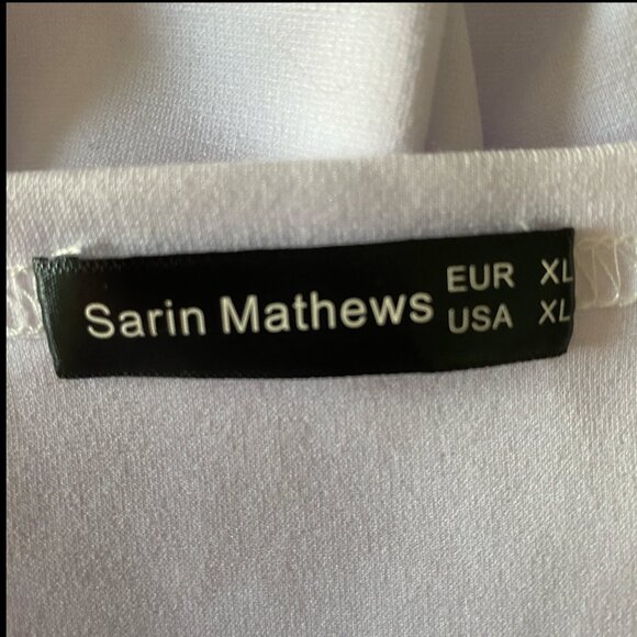 Sarin Mathews White Off The Shoulder Short Sleeve High Low Cocktail Dress XL - Picture 2 of 6